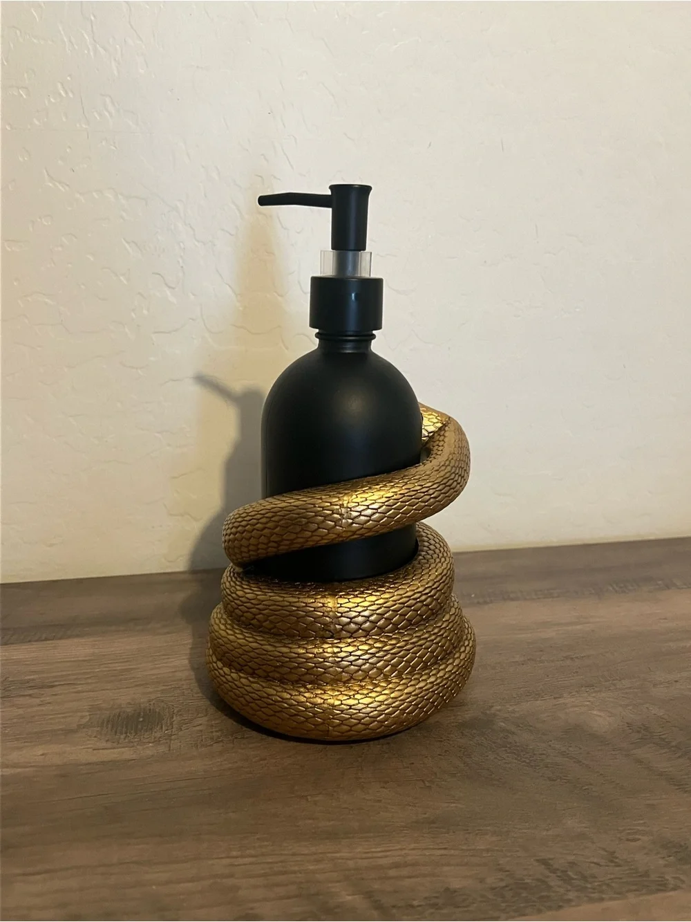 Gold Snake Resin Soap Dispenser w/ Matte Black Apple Venom Soap Dispenser